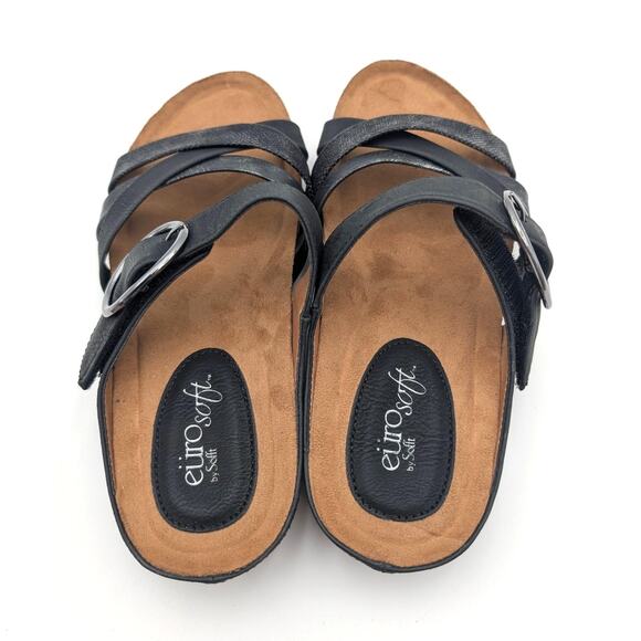 Eurosoft Genalyn Slide Sandals Women's Textured Straps Black Size US6.5M EU37 - Picture 9 of 13